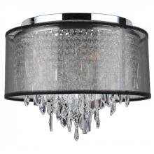  W33125C16-BSO - Tempest Collection 5 Light Chrome Finish Crystal Flush Mount Ceiling Light with Black Organza Drum S