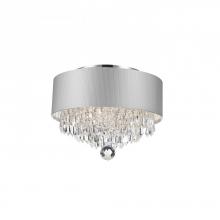  W33137C12-SV - Gatsby 3-Light Chrome Finish Crystal Flush Mount with White Acrylic drum Shade 12 in. Dia x 9 in. H 