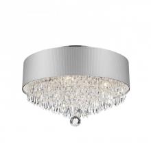  W33137C16-SV - Gatsby 4-Light Chrome Finish Crystal Flush Mount with White Acrylic drum Shade 16 in. Dia x 10 in. H