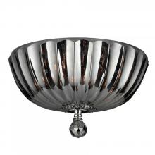  W33141C14-SM - Mansfield 4-Light Chrome Finish and Smoke Crystal Bowl Flush Mount Ceiling Light 14 in. Medium