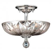  W33142C12-CL - Mansfield 3-Light Chrome Finish and Clear Crystal Bowl Semi Flush Mount Ceiling Light 12 in. Small