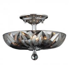  W33142C16-SM - Mansfield 4-Light Chrome Finish and Smoke Crystal Bowl Semi Flush Mount Ceiling Light 16 in. Medium