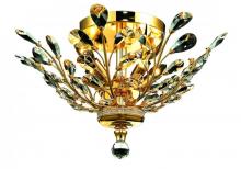  W33152G20 - Aspen 4-Light Gold Finish and Clear Crystal Floral Semi-Flush Mount Ceiling Light 20 in. Dia x 11 in