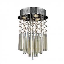  W33260C12-GT - Torrent Collection 3 Light Chrome Finish and Golden Teak Crystal Flush Mount Ceiling Light 12" D