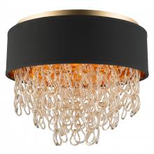  FS272MG20 - Halo Collection 6 Light Matte Gold Finish and Golden Teak Crystal with Black Drum Shade Flush Mount