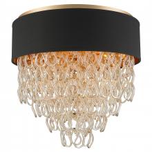  FS273MG24 - Halo Collection 9 Light Matte Gold Finish and Golden Teak Crystal with Black Drum Shade Flush Mount