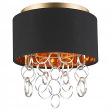  W33280MG12 - Catena 3-Light Matte Gold Finish with Black Linen drum Shade Flush Mount Ceiling Light 12 in. Dia x 