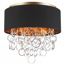  W33281MG16 - Catena 4-Light Matte Gold Finish with Black Linen drum Shade Flush Mount Ceiling Light 16 in. Dia x 