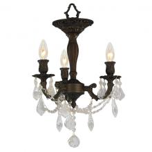  W33302F13-CL - Windsor 3-Light dark Bronze Finish and Clear Crystal Semi Flush Mount Ceiling Light 13 in. Dia x 14