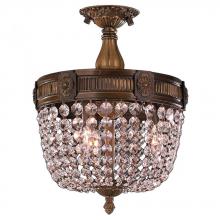  W33353B12-CL - Winchester 3-Light Antique Bronze Finish and Clear Crystal Semi Flush Mount Ceiling Light 12 in. Dia