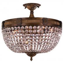  W33353B20-CL - Winchester 6-Light Antique Bronze Finish and Clear Crystal Semi Flush Mount Ceiling Light 20 in. Dia