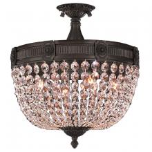  W33353F16-CL - Winchester 4-Light dark Bronze Finish and Clear Crystal Semi Flush Mount Ceiling Light 16 in. Dia x 