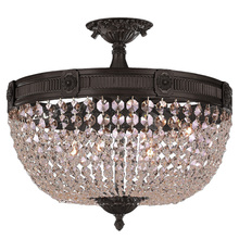  W33353F20-CL - Winchester 6-Light dark Bronze Finish and Clear Crystal Semi Flush Mount Ceiling Light 20 in. Dia x 