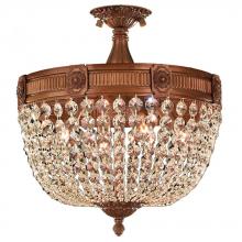  W33353FG16-GT - Winchester 4-Light French Gold Finish and Golden Teak Crystal Semi Flush Mount Ceiling Light 16 in. 