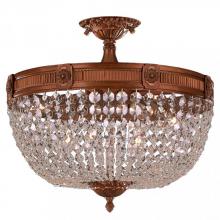  W33353FG20-CL - Winchester 6-Light French Gold Finish and Clear Crystal Semi Flush Mount Ceiling Light 20 in. Dia x 