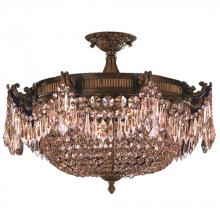  W33354B24-GT - Winchester 4-Light Antique Bronze Finish and Golden Teak Crystal Semi Flush Mount Ceiling Light 24 i