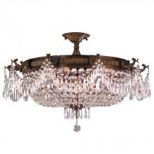  W33354B30-CL - Winchester 10-Light Antique Bronze Finish and Clear Crystal Semi Flush Mount Ceiling Light 30 in. Di