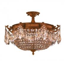  W33354FG24-GT - Winchester 4-Light French Gold Finish and Golden Teak Crystal Semi Flush Mount Ceiling Light 24 in. 