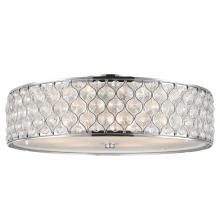  W33411C24-CL - Paris 6-Light Polished Chrome Finish with Clear Crystal Flush Mount Ceiling Light 24 in. Dia x 8 in.