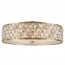  W33411CG24-CM - Paris 6-Light Champagne Gold Finish with Clear and Golden Teak Crystal Flush Mount Ceiling Light 24