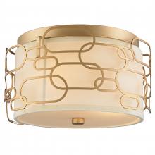  W33440MG14 - Montauk 3-Light Matte Gold Finish with Ivory Linen Shade Flush Mount 14 in. Dia x 7 in. H Medium