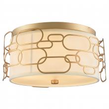  W33441MG16 - Montauk 4-Light Matte Gold Finish with Ivory Linen Shade Flush Mount 16 in. Dia x 7 in. H Medium