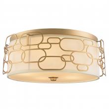  W33442MG20 - Montauk 5-Light Matte Gold Finish with Ivory Linen Shade Flush Mount 20 in. Dia x 7 in. H Large