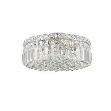  W33506C14 - Cascade 4-Light Chrome Finish and Clear Crystal Flush Mount Ceiling Light 14 in. Dia x 5.5 in. H Rou