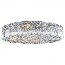  W33509C24 - Cascade 9-Light Chrome Finish and Clear Crystal Flush Mount Ceiling Light 24 in. Dia x 5.5 in. H Rou