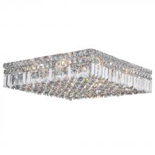  W33519C20 - Cascade 12-Light Chrome Finish and Clear Crystal Flush Mount Ceiling Light 20 in. L x 20 in. W x 5.5