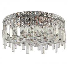  W33607C16 - Cascade 5-Light Chrome Finish and Clear Crystal Flush Mount Ceiling Light 16 in. Dia x 7.5 in. H Rou