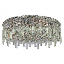  W33608C20 - Cascade 6-Light Chrome Finish and Clear Crystal Flush Mount Ceiling Light 20 in. Dia x 7.5 in. H Rou