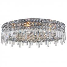  W33609C24 - Cascade 9-Light Chrome Finish and Clear Crystal Flush Mount Ceiling Light 24 in. Dia x 7.5 in. H Rou