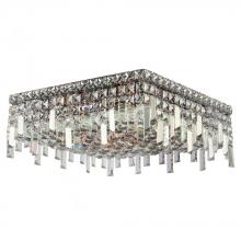  W33618C16 - Cascade 6-Light Chrome Finish and Clear Crystal Flush Mount Ceiling Light 16 in. L x 16 in. W x 7.5 