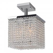  W33733C10 - Prism Collection 4 Light Chrome Finish and Clear Crystal Semi-Flush Ceiling Light 10" L x 10"