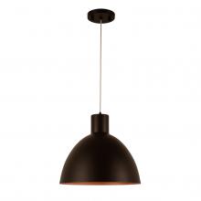  W33822MB12 - Bowery 6-Watt Matte Black Finish Integrated LEd Metal dome Pendant Ceiling Light 3000K 12 in. Dia x