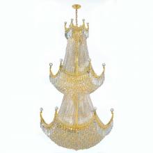  W83027G36 - Empire 51-Light Gold Finish and Clear Crystal Chandelier 36 in. Dia x 66 in. H Two 2 Tier Round Larg