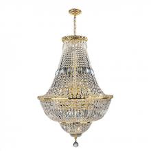  W83032G22 - Empire 15-Light Gold Finish and Clear Crystal Chandelier 22 in. Dia x 31 in. H Round Medium