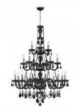  W83099C38-BL - Provence Collection 21 Light Chrome Finish and Black Crystal Chandelier 38" D x 54" H Three