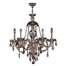  W83101C25-AM - Provence Collection 5 Light Chrome Finish and Amber Crystal Chandelier 25" D x 28" H Large