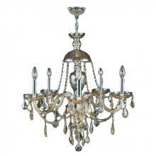  W83101C25-GT - Provence 5-Light Chrome Finish and Golden Teak Crystal Chandelier 25 in. Dia x 28 in. H Large