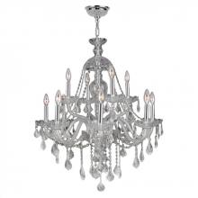  W83101C28-CL - Provence 12-Light Chrome Finish and Clear Crystal Chandelier 28 in. Dia x 31 in. H Two 2 Tier Large