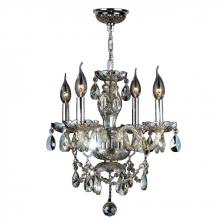  W83103C17-GT - Provence 4-Light Chrome Finish and Golden Teak Crystal Chandelier 17 in. Dia x 18 in. H Medium