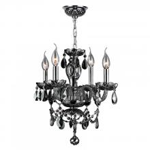  W83103C17-SM - Provence 4-Light Chrome Finish and Smoke Crystal Chandelier 17 in. Dia x 18 in. H Medium