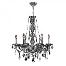  W83105C24-SM - Provence 6-Light Chrome Finish and Smoke Crystal Chandelier 24 in. Dia x 28 in. H Large