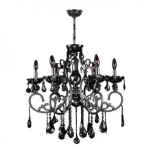  W83109C26-BL - Kronos Collection 6 Light Chrome Finish and Black Crystal Chandelier 26" D x 24" H Large