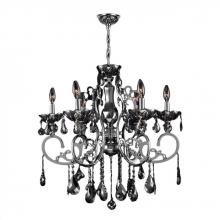  W83109C26-CH - Kronos Collection 6 Light Chrome Finish and Chrome Crystal Chandelier 26" D x 24" H Large