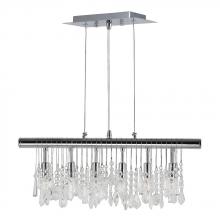  W83110C24 - Nadia 6-Light Chrome Finish and Clear Crystal Linear Pendant and Bar Chandelier 24 in. L x 10 in. H 