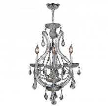  W83114C16-CL - Lyre Collection 4 Light Chrome Finish and Clear Crystal Chandelier 16" D x 28" H Mini