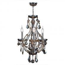  W83114C16-GT - Lyre Collection 4 Light Chrome Finish and Golden Teak Crystal Chandelier 16" D x 28" H Mini